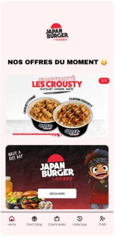App Japan Burger - Interface
